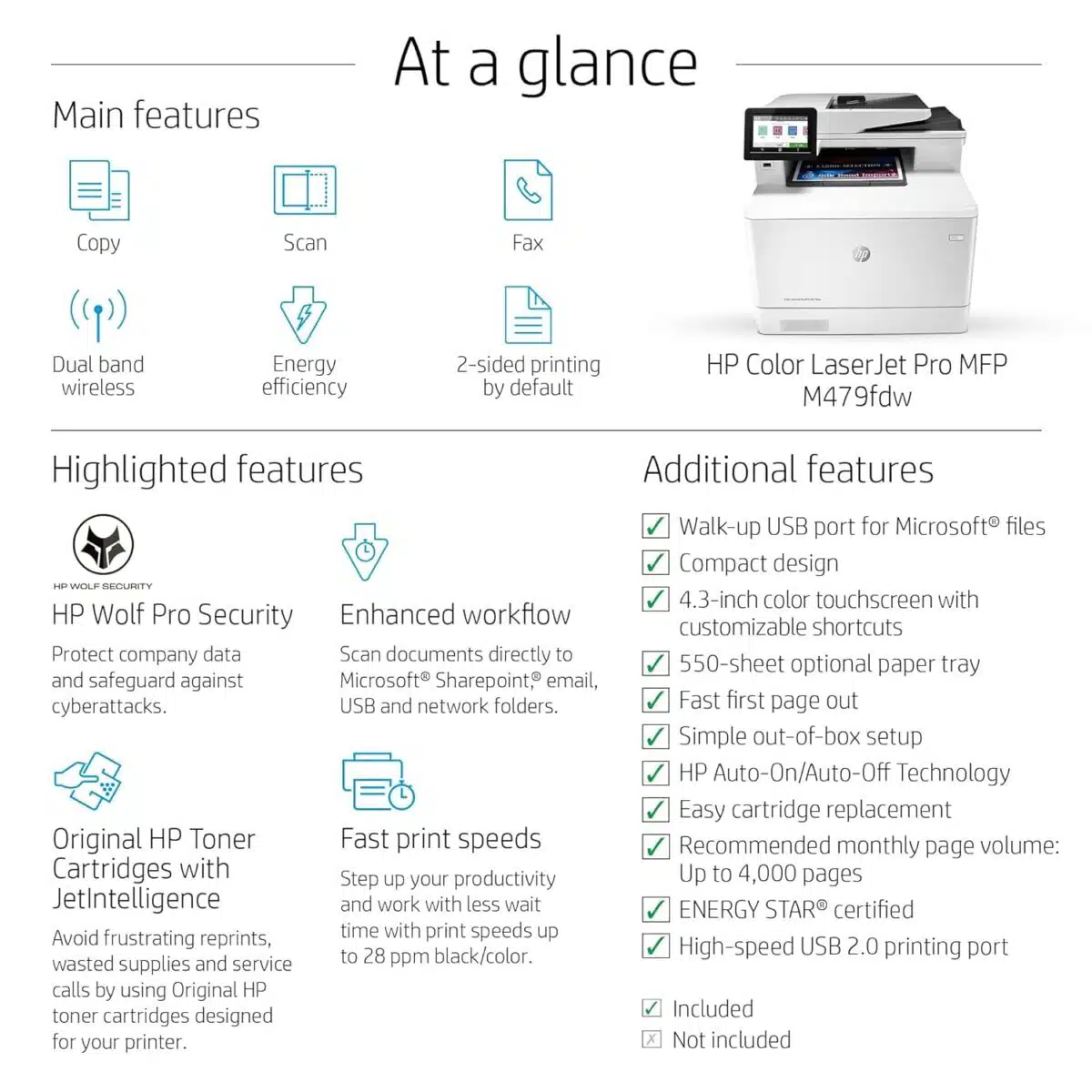 HP Color LaserJet Pro MFP M479fdw Printer 3